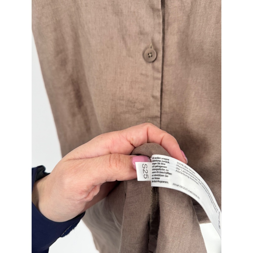 Eileen Fisher Sleeveless Button Front Top Women Est Small P Brown Organic Linen - Picture 8 of 15